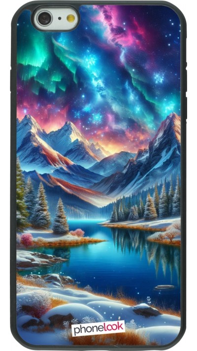 iPhone 6 Plus / 6s Plus Case Hülle - Silikon schwarz Fantasiebergsee Himmel Sterne