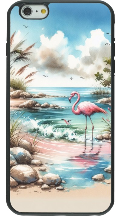 iPhone 6 Plus / 6s Plus Case Hülle - Silikon schwarz Flamingo Aquarell