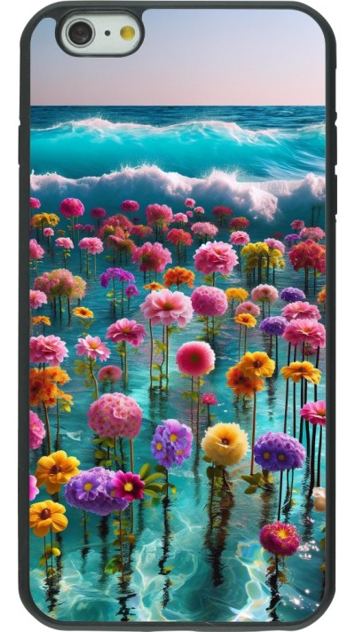 iPhone 6 Plus / 6s Plus Case Hülle - Silikon schwarz Blumenmeer Wellen
