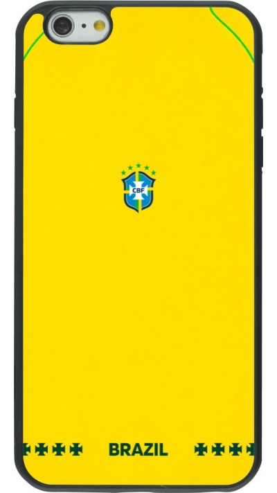 Coque iPhone 6 Plus / 6s Plus - Silicone rigide noir Maillot de football Bresil 2026 personnalisable