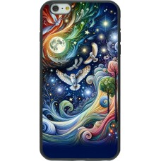 iPhone 6 Plus / 6s Plus Case Hülle - Silikon schwarz Fliegender Blumen-Eule