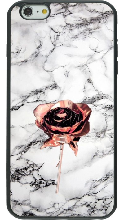 Coque iPhone 6 Plus / 6s Plus - Silicone rigide noir Marble Rose Gold