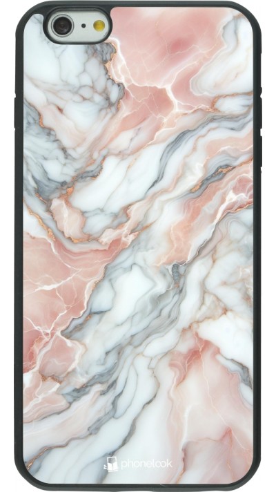 Coque iPhone 6 Plus / 6s Plus - Silicone rigide noir Marbre Rose Lumineux