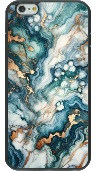 Coque iPhone 6 Plus / 6s Plus - Silicone rigide noir Marbre Vert Bleu Doré