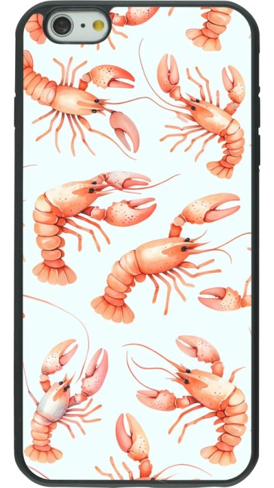 Coque iPhone 6 Plus / 6s Plus - Silicone rigide noir Pattern de homards pastels