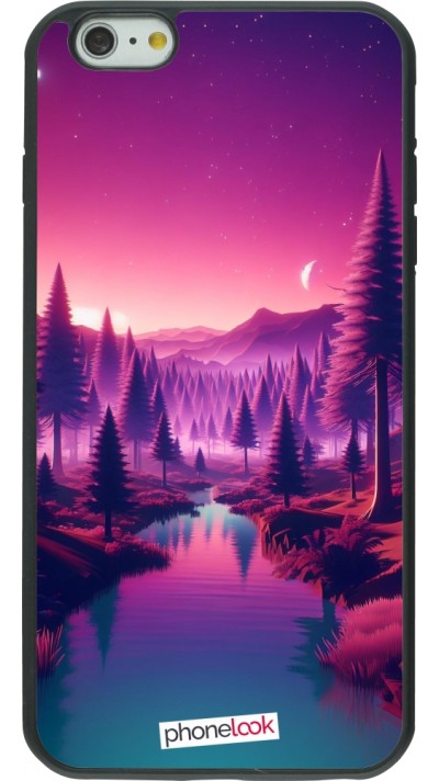 Coque iPhone 6 Plus / 6s Plus - Silicone rigide noir Paysage Violet-Rose