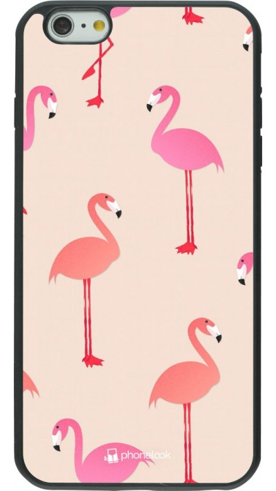 Coque iPhone 6 Plus / 6s Plus - Silicone rigide noir Pink Flamingos Pattern
