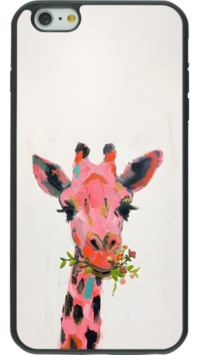 Coque iPhone 6 Plus / 6s Plus - Silicone rigide noir Pink Girafe Paint