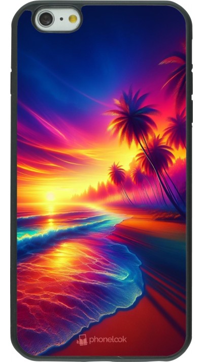 Coque iPhone 6 Plus / 6s Plus - Silicone rigide noir Plage coucher soleil flashy