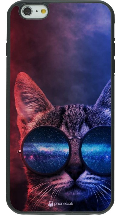 Coque iPhone 6 Plus / 6s Plus - Silicone rigide noir Red Blue Cat Glasses