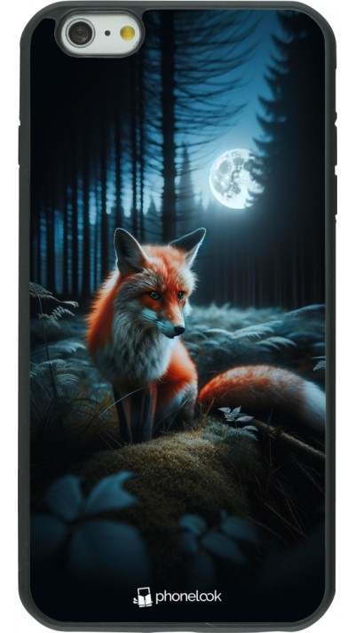 Coque iPhone 6 Plus / 6s Plus - Silicone rigide noir Renard lune forêt