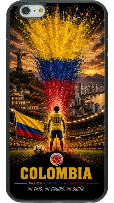 Coque iPhone 6 Plus / 6s Plus - Silicone rigide noir Football Colombie splash 2026
