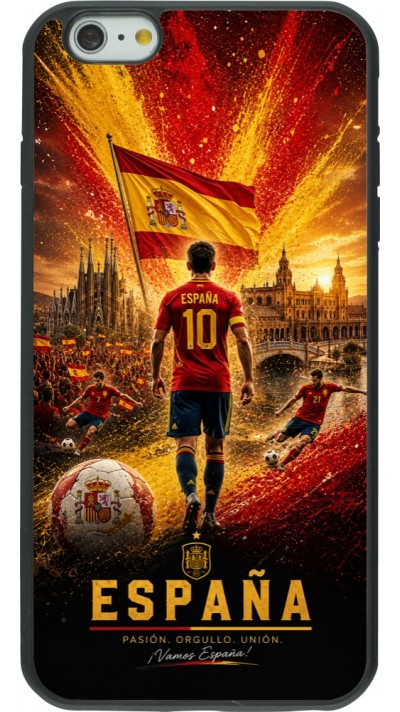 Coque iPhone 6 Plus / 6s Plus - Silicone rigide noir Football Espagne splash 2026