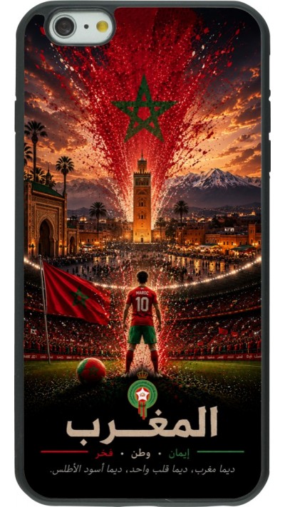 Coque iPhone 6 Plus / 6s Plus - Silicone rigide noir Football Maroc splash 2026