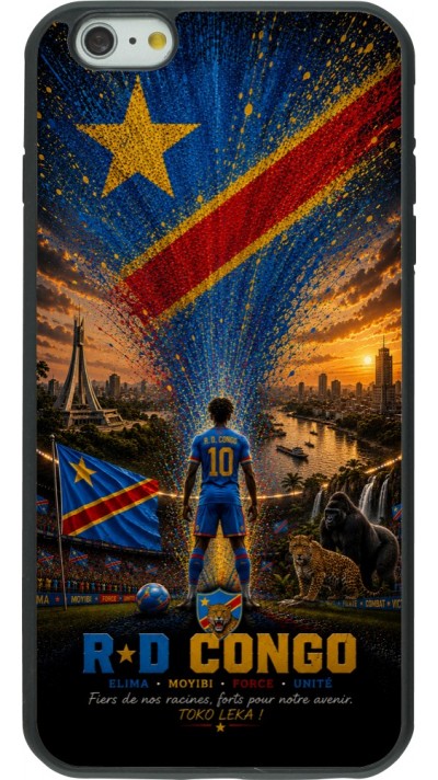 Coque iPhone 6 Plus / 6s Plus - Silicone rigide noir Football République démocratique du Congo splash 2026