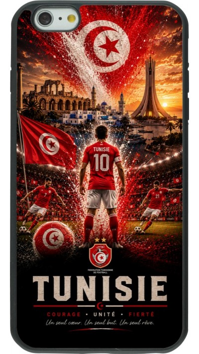 Coque iPhone 6 Plus / 6s Plus - Silicone rigide noir Football Tunisie splash 2026