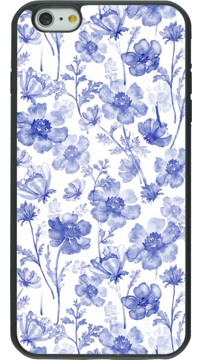 Coque iPhone 6 Plus / 6s Plus - Silicone rigide noir Spring 23 watercolor blue flowers
