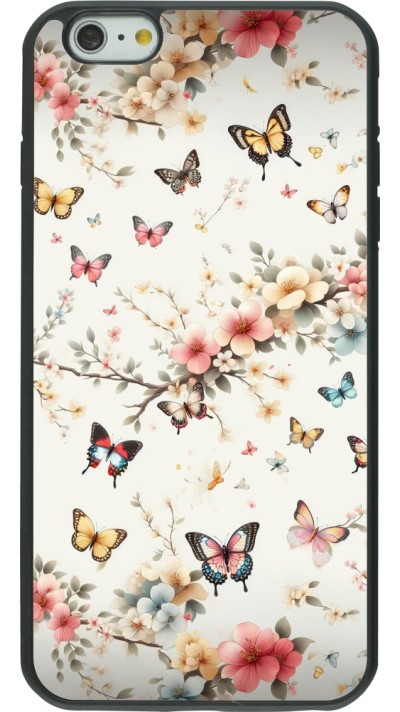 Coque iPhone 6 Plus / 6s Plus - Silicone rigide noir Spring 25 Papillons Légers