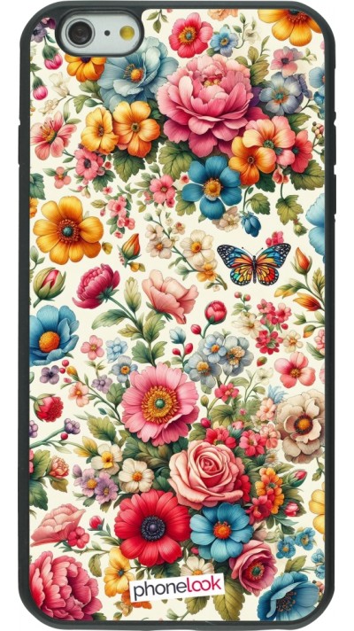 Coque iPhone 6 Plus / 6s Plus - Silicone rigide noir Spring 25 printemps fleuri