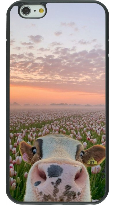 Coque iPhone 6 Plus / 6s Plus - Silicone rigide noir Cow with tulips 2026