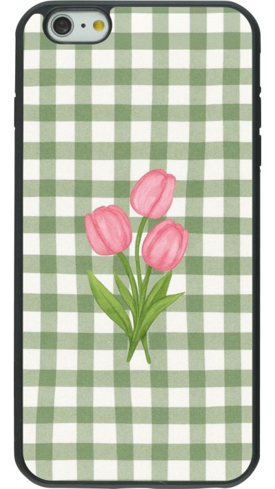 Coque iPhone 6 Plus / 6s Plus - Silicone rigide noir Green vichy tulips 2026