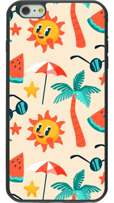 Coque iPhone 6 Plus / 6s Plus - Silicone rigide noir Summer 2025 Pattern soleil