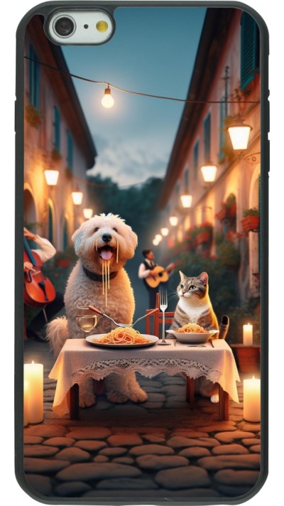 iPhone 6 Plus / 6s Plus Case Hülle - Silikon schwarz Valentin 2024 Hund & Katze Kerzenlicht