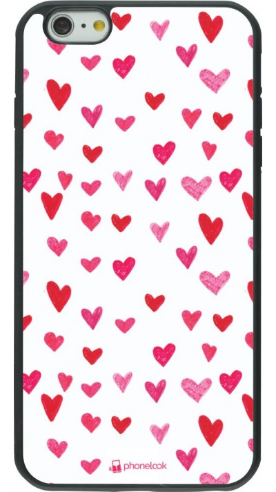 Coque iPhone 6 Plus / 6s Plus - Silicone rigide noir Valentine 2022 Many pink hearts