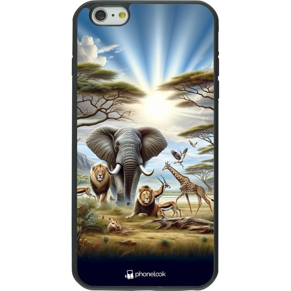 Coque iPhone 6 Plus / 6s Plus - Silicone rigide noir Vie sauvage africaine