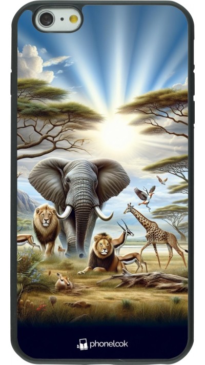 Coque iPhone 6 Plus / 6s Plus - Silicone rigide noir Vie sauvage africaine