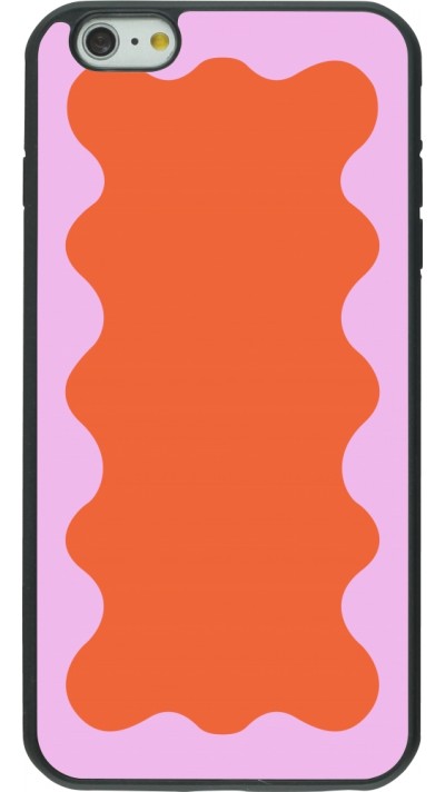 iPhone 6 Plus / 6s Plus Case Hülle - Silikon schwarz Wavy Rectangle Orange Pink
