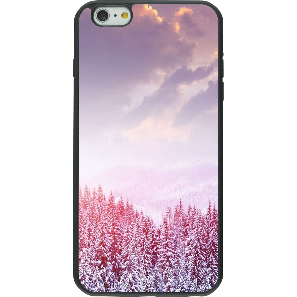 iPhone 6 Plus / 6s Plus Case Hülle - Silikon schwarz Winter 22 Pink Forest