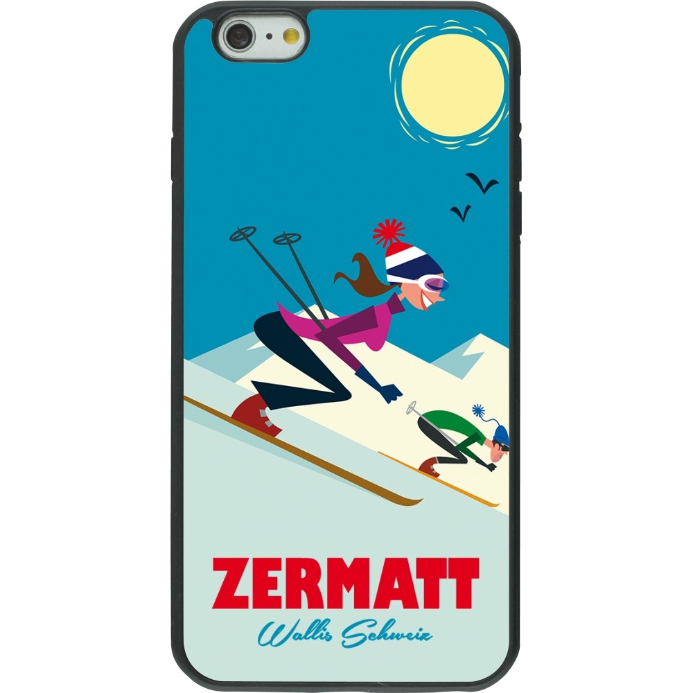 Coque iPhone 6 Plus / 6s Plus - Silicone rigide noir Zermatt Ski Downhill