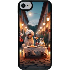 iPhone 7 / 8 / SE (2020, 2022) Case Hülle - Valentin 2024 Hund & Katze Kerzenlicht