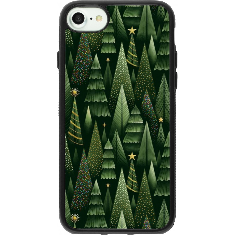 Coque iPhone 7 / 8 / SE (2020, 2022) - Silicone rigide noir Christmas 25 Pattern Xmas Tree