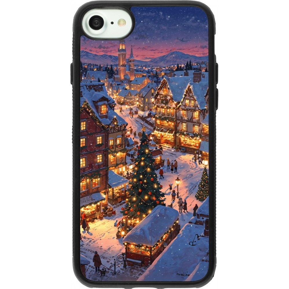 Coque iPhone 7 / 8 / SE (2020, 2022) - Silicone rigide noir Christmas 25 Xmas Village