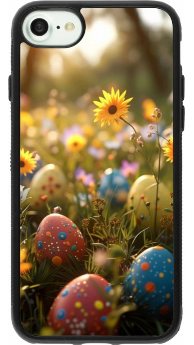 Coque iPhone 7 / 8 / SE (2020, 2022) - Silicone rigide noir Easter 2026 Decorated eggs