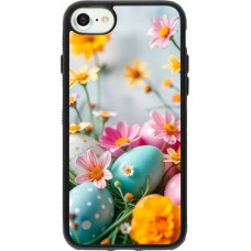 Coque iPhone 7 / 8 / SE (2020, 2022) - Silicone rigide noir Easter 2026 Eggs with flowers
