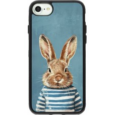 Coque iPhone 7 / 8 / SE (2020, 2022) - Silicone rigide noir Easter 2026 Rabbit navy
