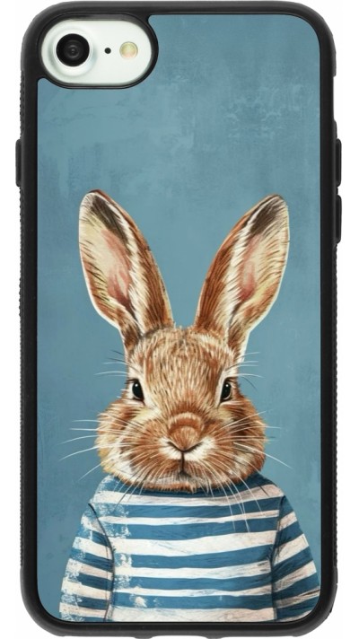 Coque iPhone 7 / 8 / SE (2020, 2022) - Silicone rigide noir Easter 2026 Rabbit navy