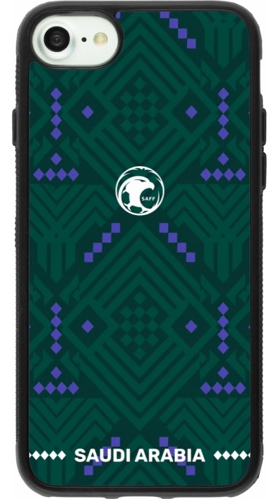 Coque iPhone 7 / 8 / SE (2020, 2022) - Silicone rigide noir Maillot de football Arabie saoudite 2026 personnalisable