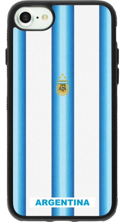 Coque iPhone 7 / 8 / SE (2020, 2022) - Silicone rigide noir Maillot de football Argentine 2026 personnalisable