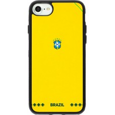Coque iPhone 7 / 8 / SE (2020, 2022) - Silicone rigide noir Maillot de football Bresil 2026 personnalisable