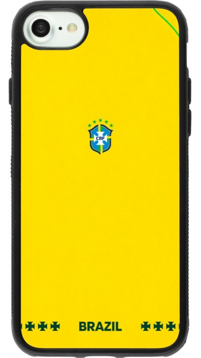 Coque iPhone 7 / 8 / SE (2020, 2022) - Silicone rigide noir Maillot de football Bresil 2026 personnalisable