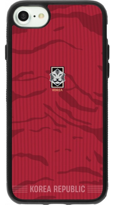 Coque iPhone 7 / 8 / SE (2020, 2022) - Silicone rigide noir Maillot de football Corée du Sud 2026 personnalisable