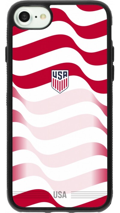 Coque iPhone 7 / 8 / SE (2020, 2022) - Silicone rigide noir Maillot de football E?tats Unis 2026 personnalisable