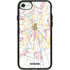 Coque iPhone 7 / 8 / SE (2020, 2022) - Silicone rigide noir Maillot de football Ghana 2026 personnalisable