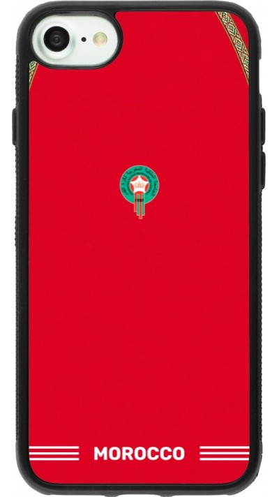 Coque iPhone 7 / 8 / SE (2020, 2022) - Silicone rigide noir Maillot de football Maroc 2026 personnalisable