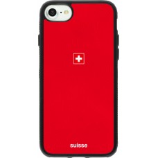 Coque iPhone 7 / 8 / SE (2020, 2022) - Silicone rigide noir Maillot de football Suisse 2026 personnalisable