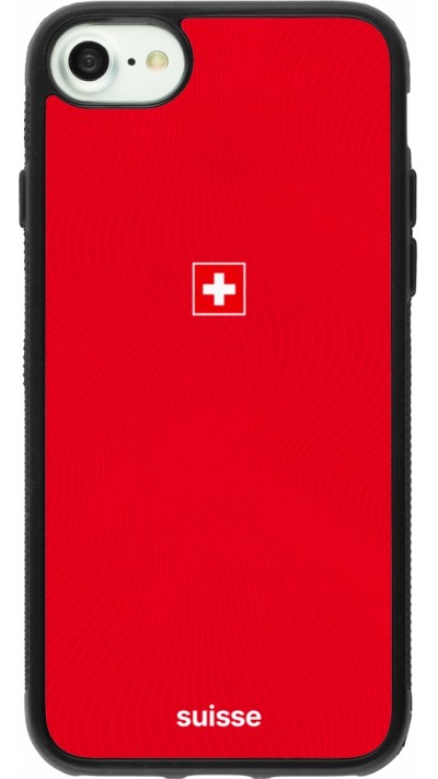 Coque iPhone 7 / 8 / SE (2020, 2022) - Silicone rigide noir Maillot de football Suisse 2026 personnalisable
